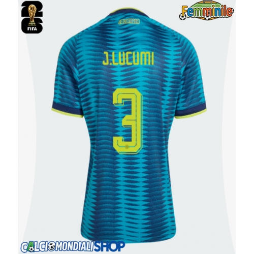 Maglie da calcio Colombia Jhon Lucumi #3 Seconda Maglia Femminile Mondiali 2026  Manica Corta